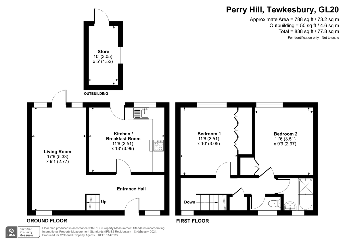 2 bed terraced house for sale in Perry Hill, Tewkesbury - Property floorplan