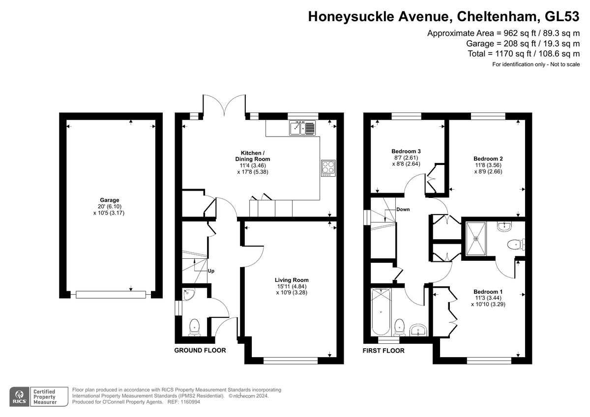 3 bed semi-detached house for sale in Honeysuckle Avenue, Edge Of Leckhampton - Property floorplan