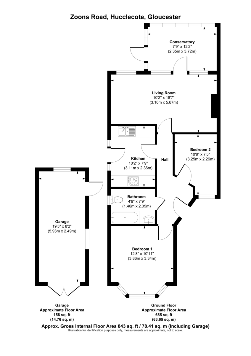 2 bed semi-detached bungalow for sale in Zoons Road, Hucclecote - Property floorplan