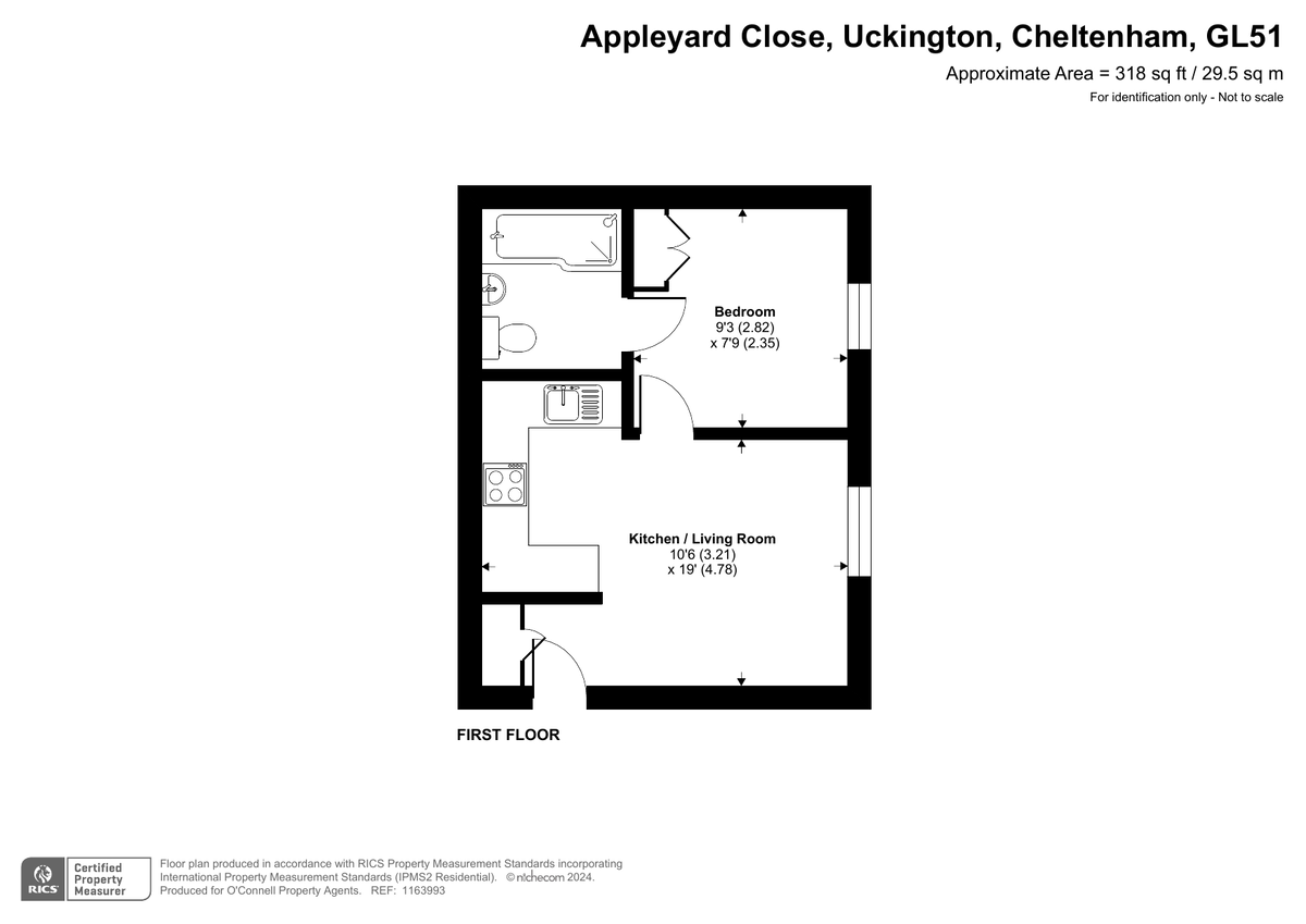 1 bed flat for sale in Appleyard Close, Uckington - Property floorplan