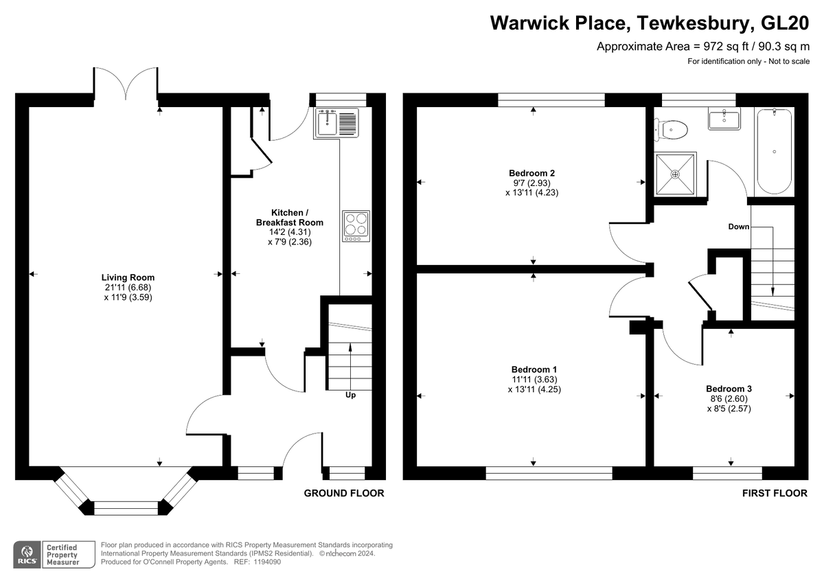 3 bed terraced house for sale in Warwick Place - Property floorplan