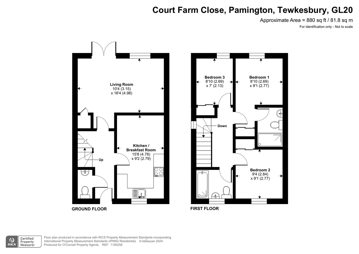 3 bed semi-detached house for sale in Court Farm Close, Pamington - Property floorplan