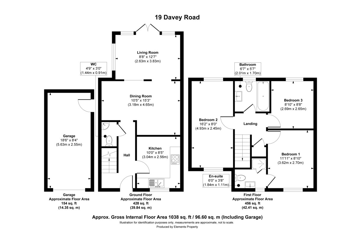 3 bed end of terrace house for sale in Davey Road, Northway - Property floorplan