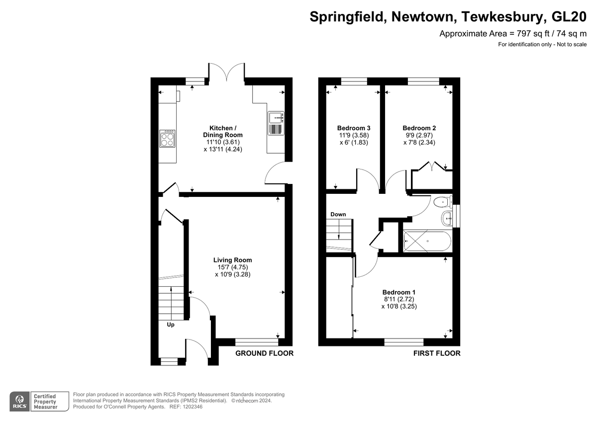 3 bed semi-detached house for sale in Springfield, Newtown - Property floorplan