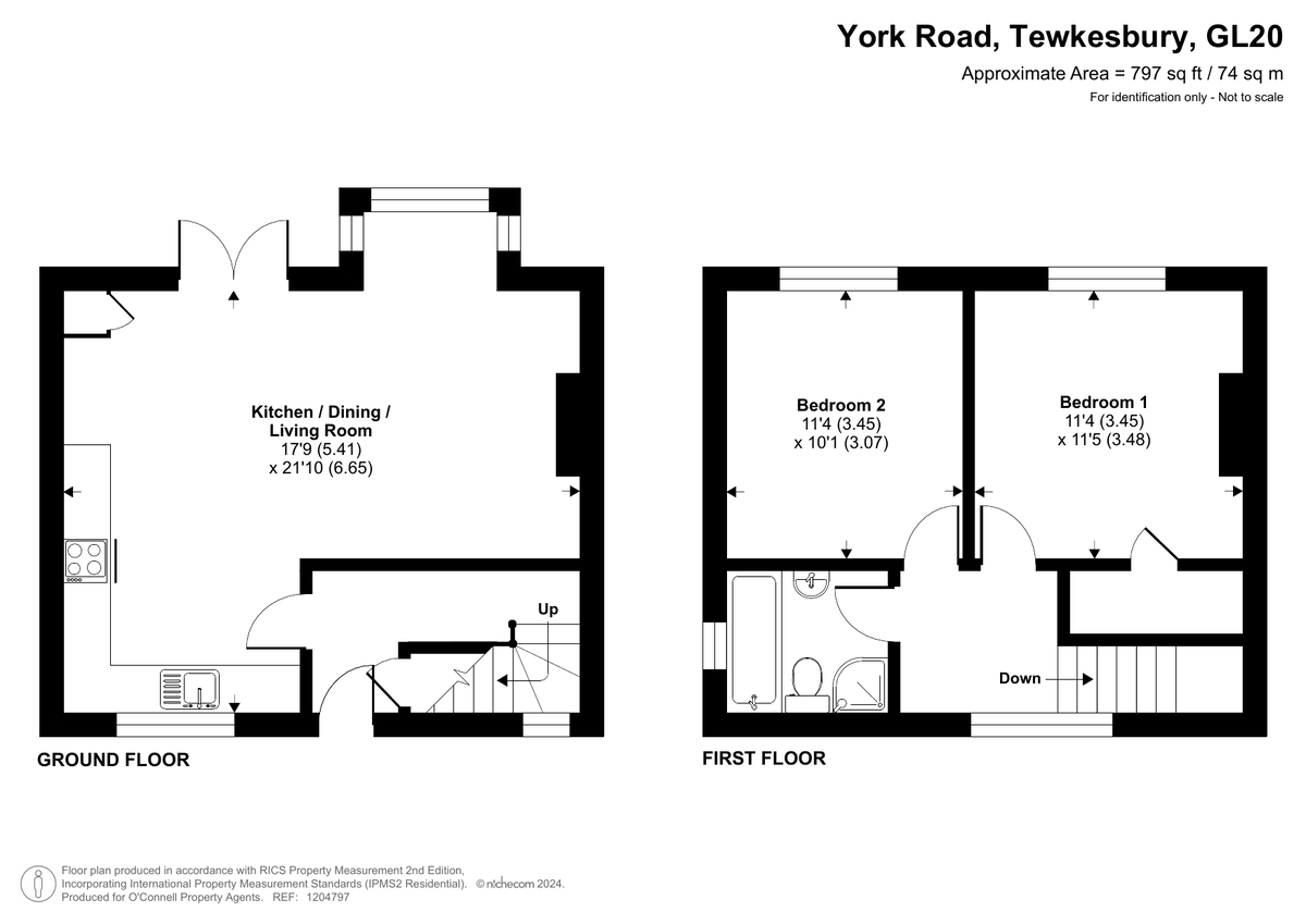 2 bed semi-detached house for sale in York Road, Tewkesbury - Property floorplan