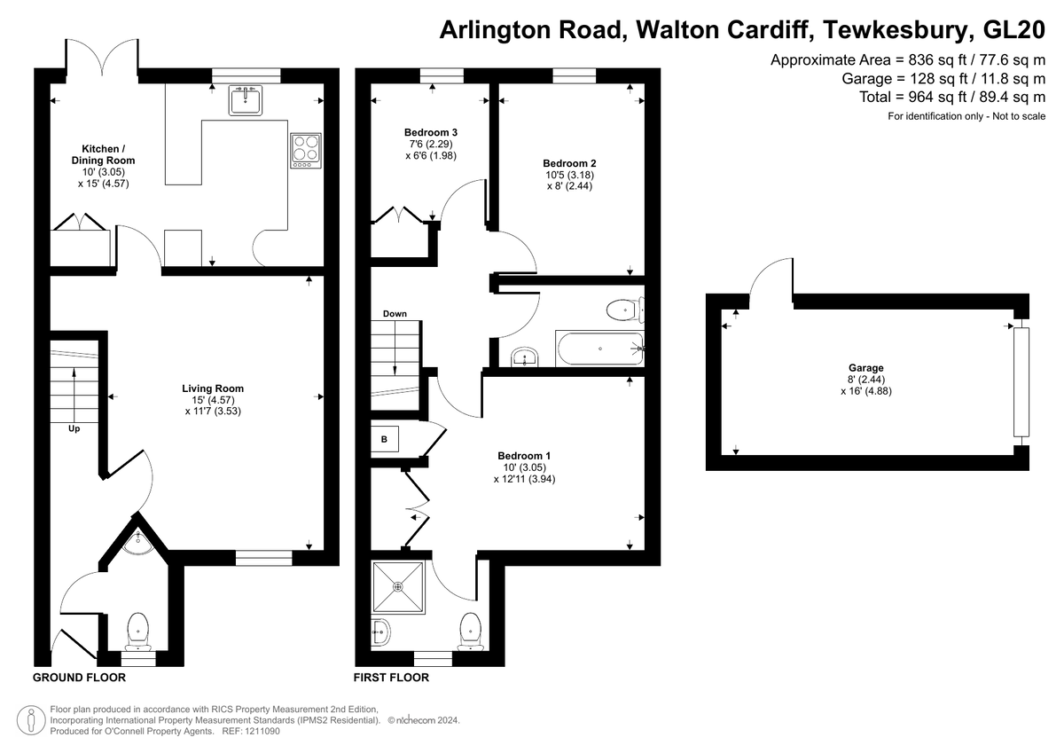 3 bed end of terrace house for sale in Arlington Road, Tewkesbury - Property floorplan