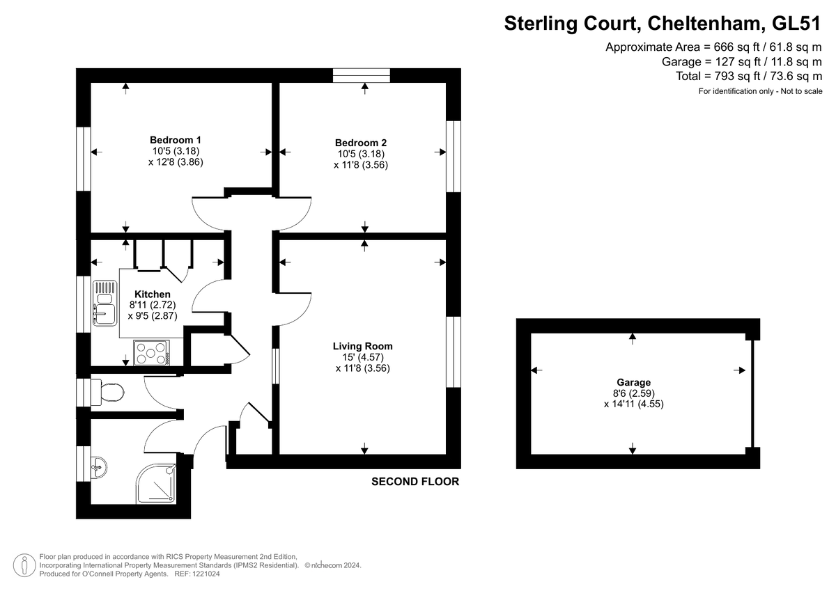 2 bed flat for sale in Sterling Court, Cheltenham - Property floorplan