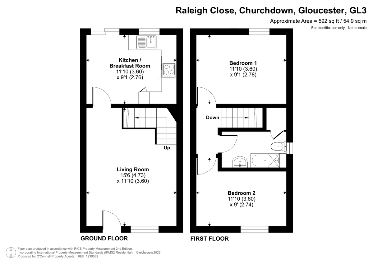 2 bed end of terrace house for sale in Raleigh Close, Gloucester - Property floorplan