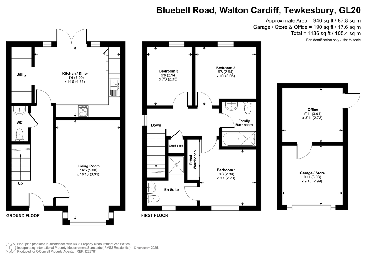 3 bed detached house for sale in Bluebell Road, Tewkesbury - Property floorplan