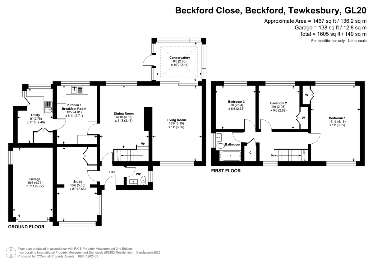 3 bed detached house for sale in Beckford Close, Tewkesbury - Property floorplan
