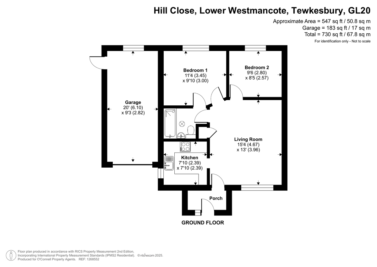 2 bed detached bungalow for sale in Hill Close, Tewkesbury - Property floorplan