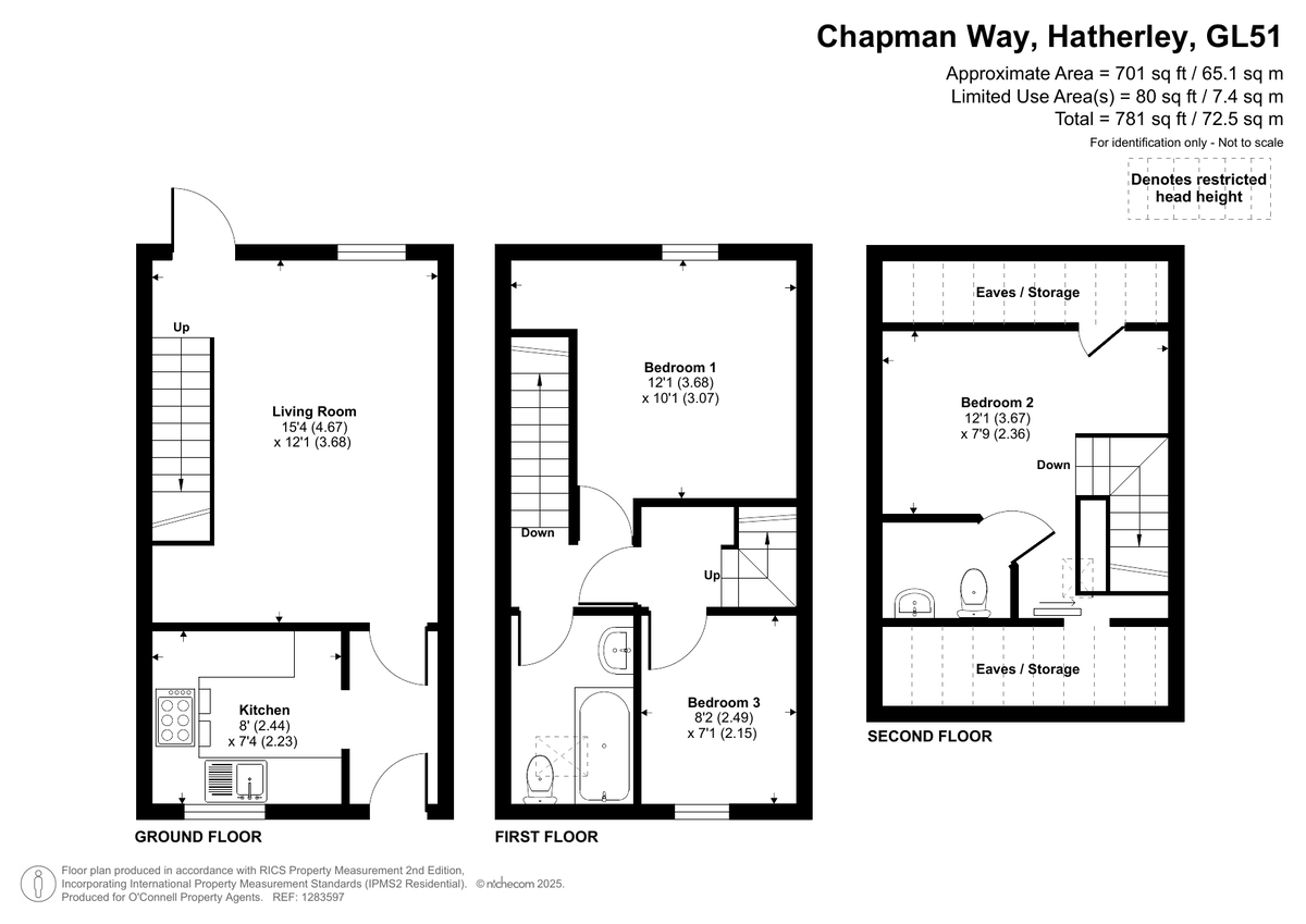3 bed terraced house for sale in Chapman Way, Hatherley - Property floorplan