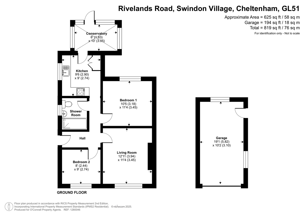 2 bed semi-detached bungalow for sale in Rivelands Road, Cheltenham - Property floorplan