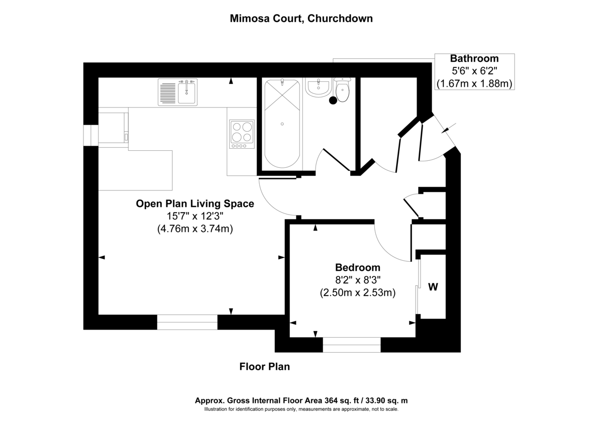 1 bed ground floor flat for sale in Wisteria Way, Gloucester - Property floorplan