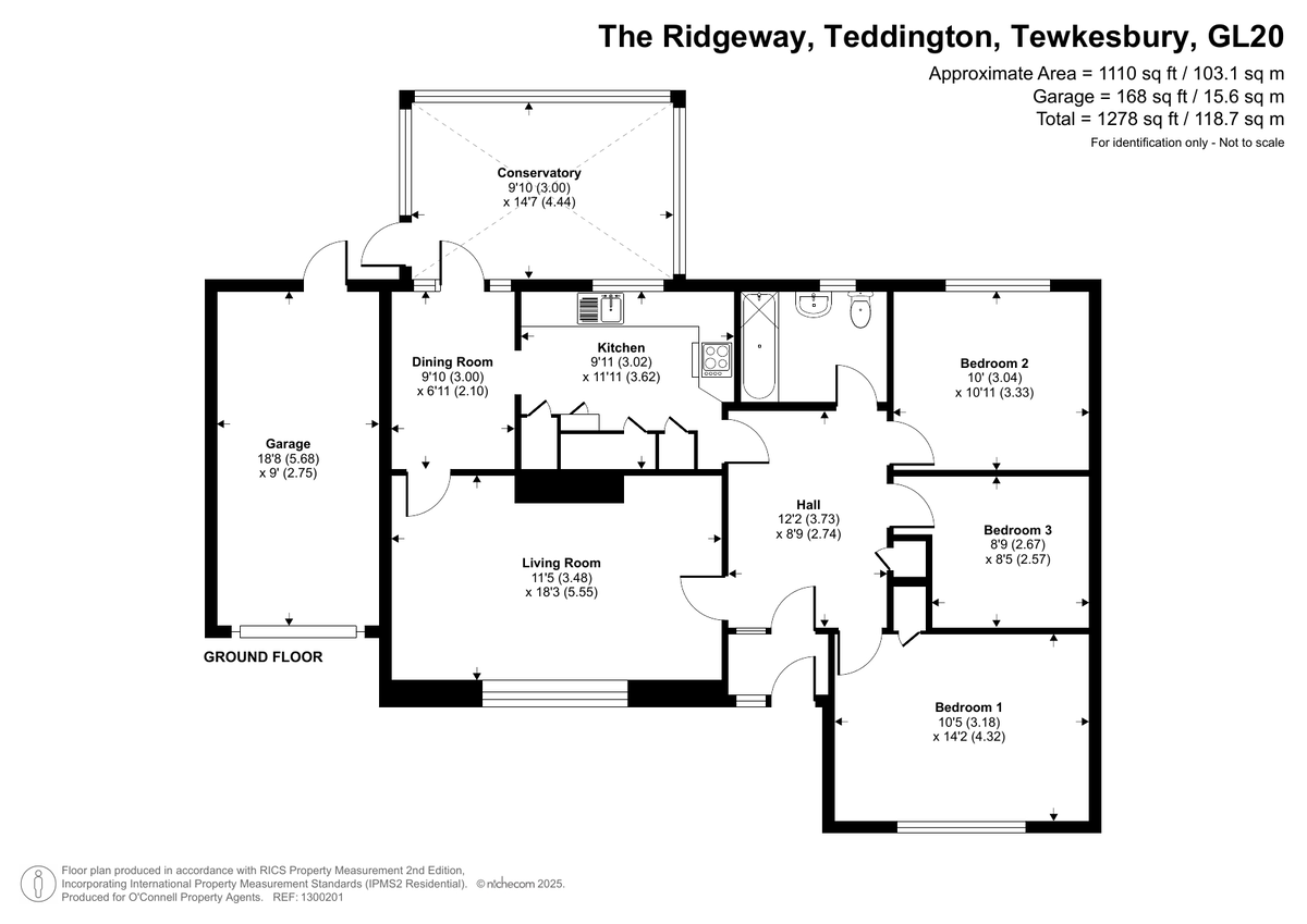 3 bed detached bungalow for sale, Tewkesbury - Property floorplan