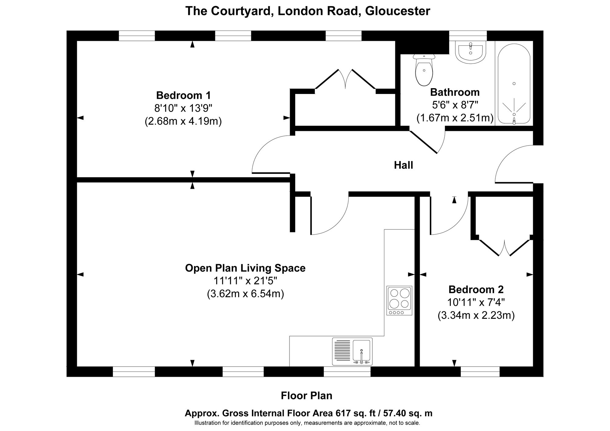 2 bed flat to rent in London Road, Gloucester, GL1 - Property floorplan