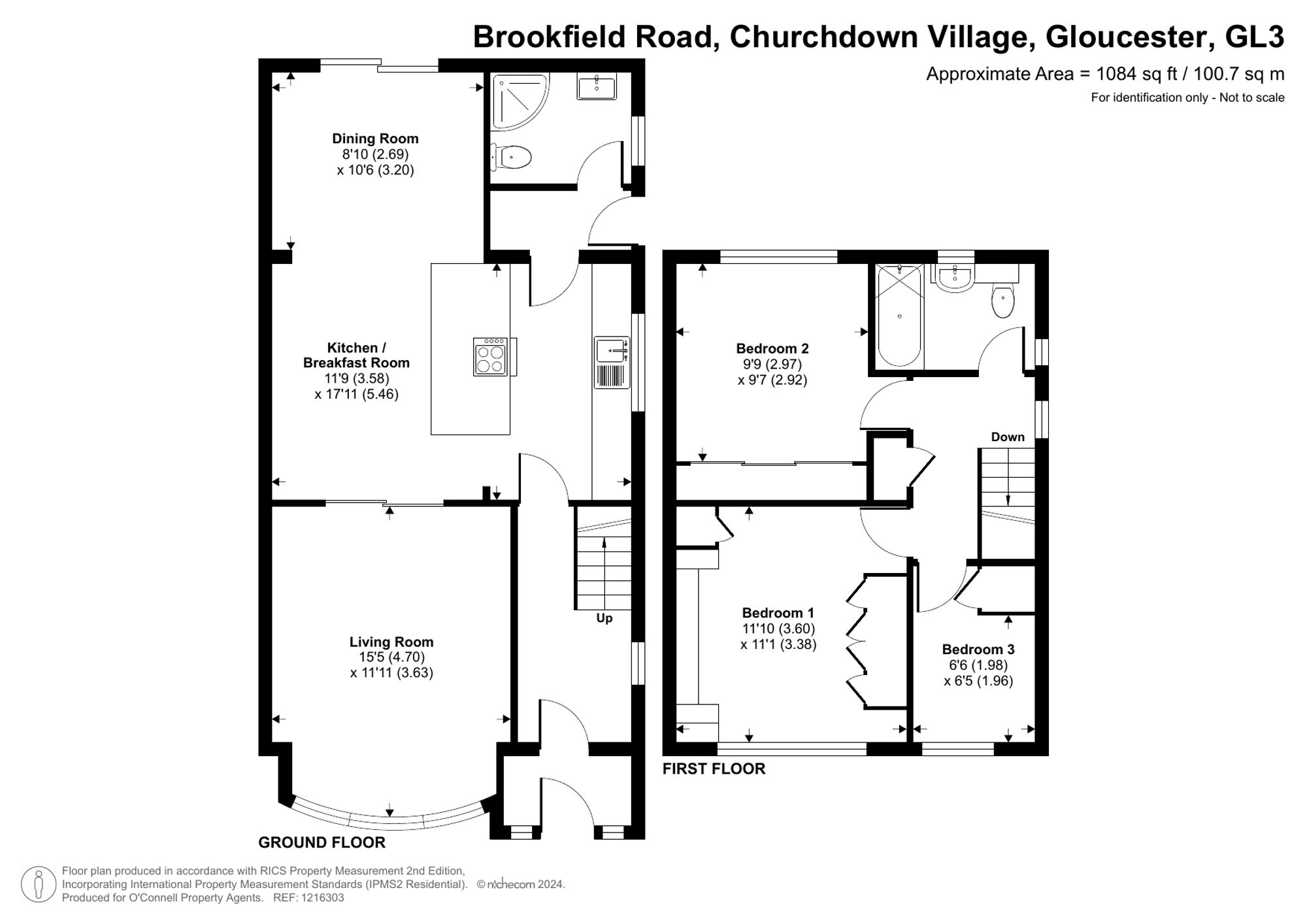 3 bed detached house for sale in Churchdown Village | Gloucester - Property floorplan