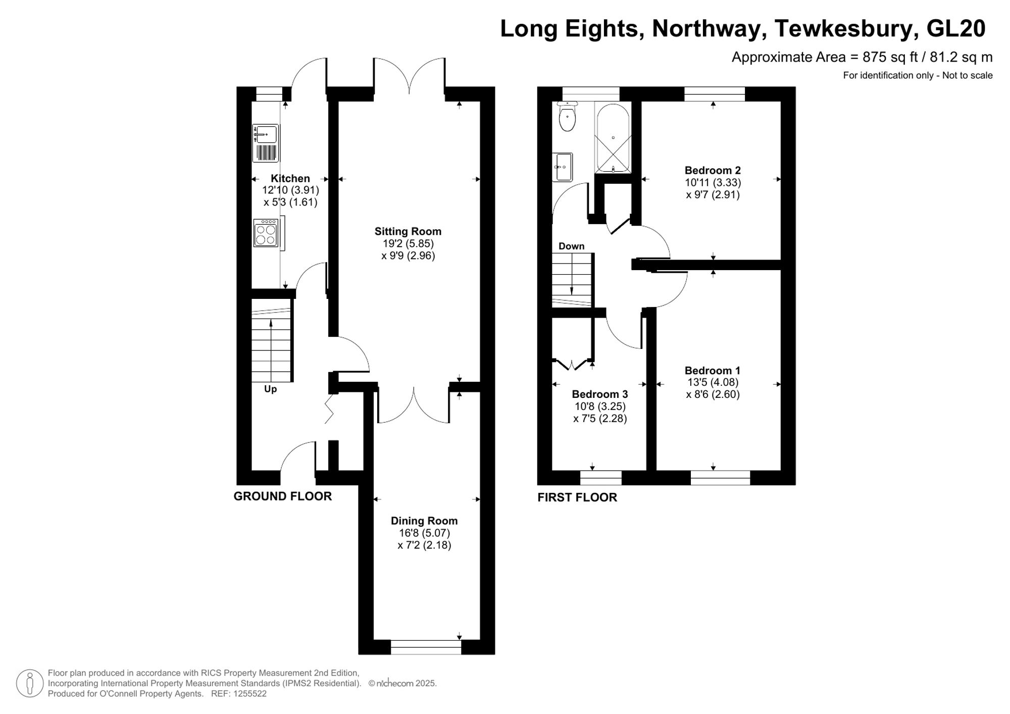 3 bed semi-detached house for sale in Long Eights, Northway, GL20 - Property floorplan