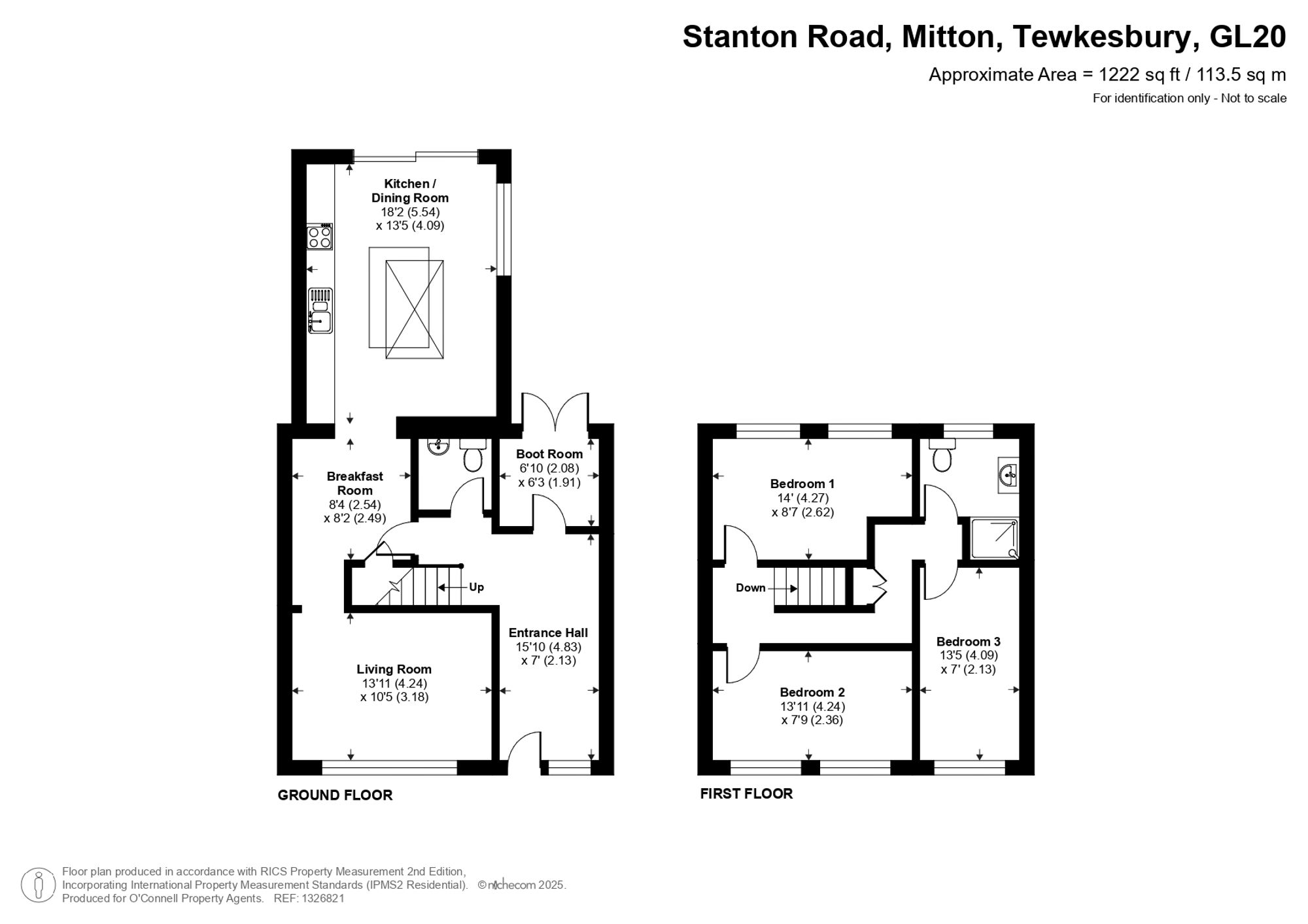 3 bed semi-detached house for sale in Stanton Road, Mitton, GL20 - Property floorplan