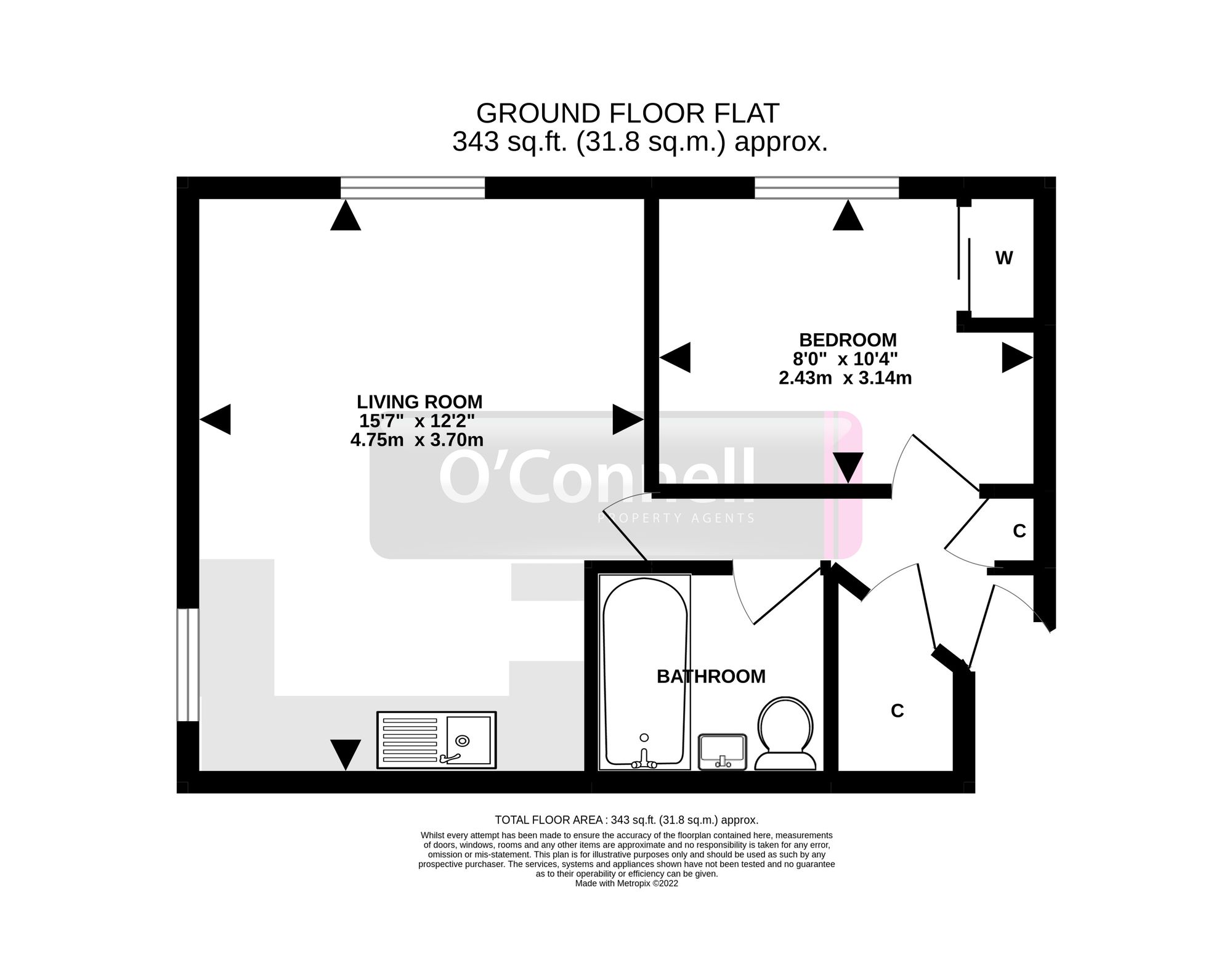 1 bed ground floor flat to rent in Overbury Road, Gloucester, GL1 - Property floorplan