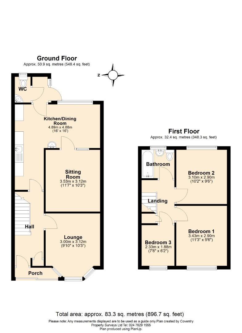 3 bed terraced house for sale in Middlemarch Road, Coventry - Property Floorplan