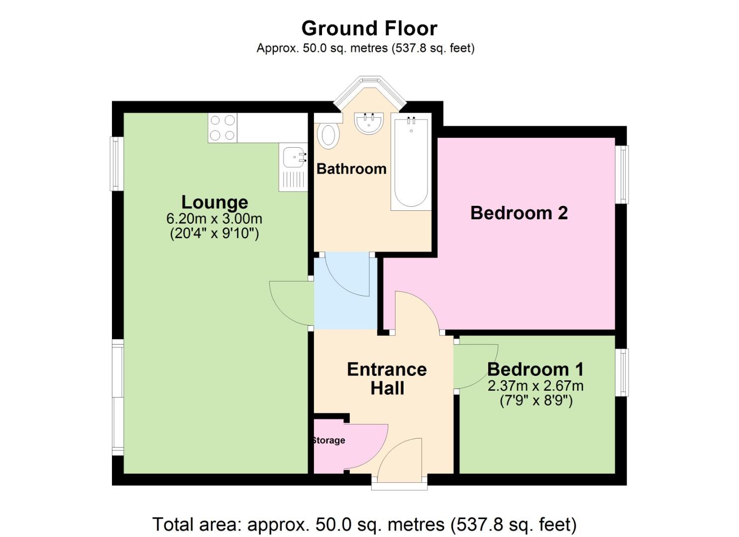 2 bed flat for sale in Brickhouse Lane South, Tipton - Property Floorplan